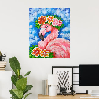 Poster Flamant Floral