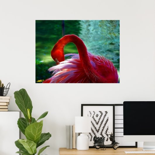 Poster Flamant rose (Bureau à domicile)