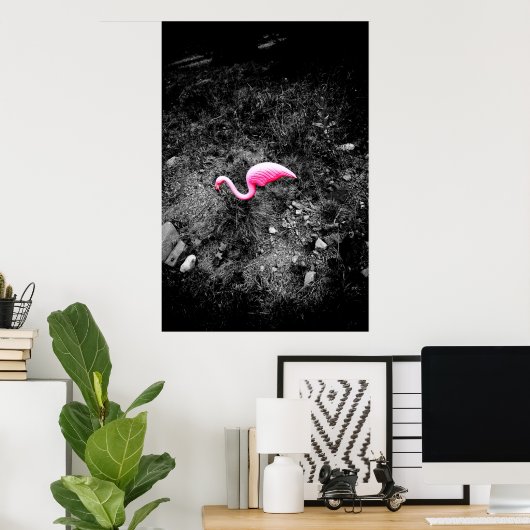 Poster flamant rose (Bureau à domicile)