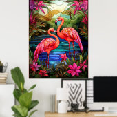 Poster Flamant rose (Bureau à domicile)