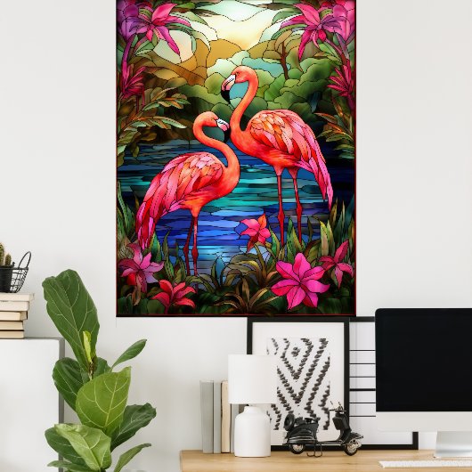 Poster Flamant rose (Bureau à domicile)