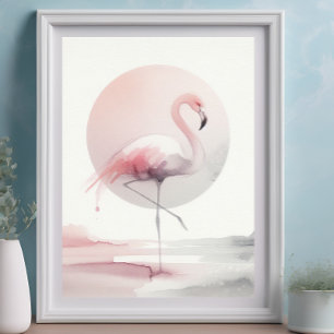 Poster Flamant rose Abstrait Maisons modernes et branchée
