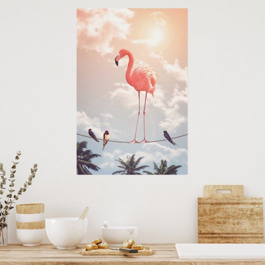 POSTER FLAMANT ROSE & AMIS (Cuisine)