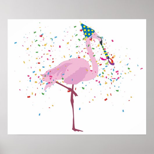 Poster Flamant rose - Animaux ayant une fête (Devant)