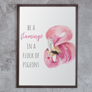 Poster Flamant rose Aquarelle Exotique Rose Moderne Avec