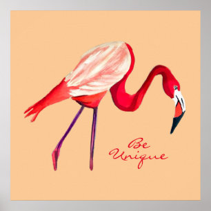 Poster Flamant rose aquarelle jolie art