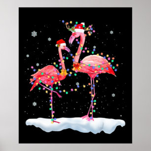 Poster Flamant rose   Arbre de Noël Flamant rose Noël N