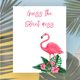 Poster Flamant rose baby shower Devinez la douce pagaille