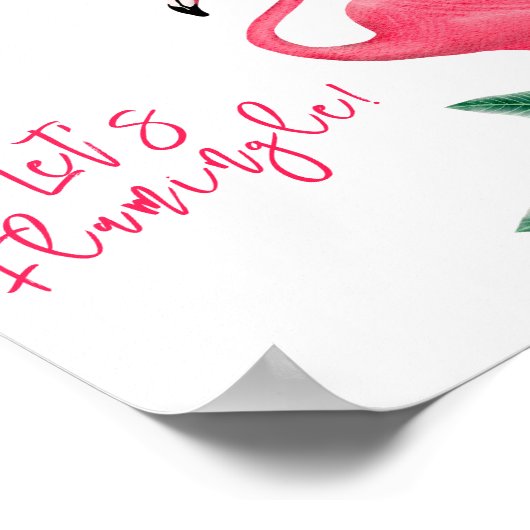 Poster Flamant rose baby shower Ne pas dire jeu de bébé (Coin)