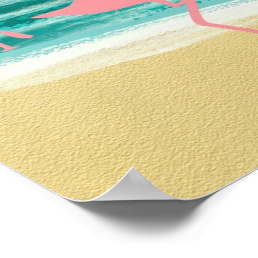 Poster Flamant rose Beach (Coin)