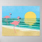 Poster Flamant rose Beach (Devant)