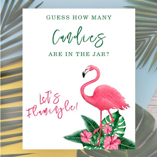 Poster Flamant rose - Combien de bonbons sont dans le pot
