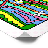 Poster Flamant rose d'alimentation des fleurs (Coin)