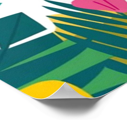 Poster Flamant rose d'amusement tropical Design d'anniver (Coin)