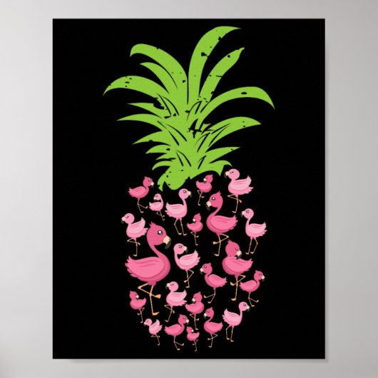 Poster Flamant rose D'Ananas Plages D'Aloha Hawaii - Bir (Devant)