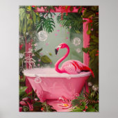 Poster Flamant rose dans la baignoire, Impression, Décora (Devant)