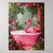 Poster Flamant Rose dans l'imprimé de baignoire, Mur de s (Devant)