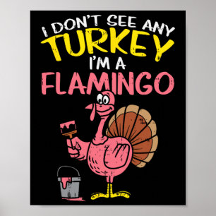 Poster Flamant rose de Turquie rose amusant Thanksgiving
