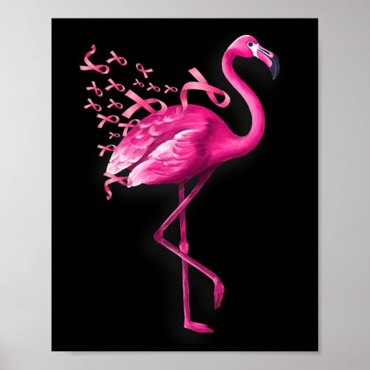 Poster Flamant rose des oiseaux Sensibilisation au cancer (Devant)