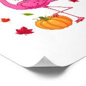 Poster Flamant rose drôle Turquie Thanksgiving Citrouille (Coin)
