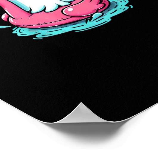 Poster Flamant rose éffrayant Funny Éffrayant Été Été Eté (Coin)