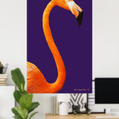 Poster Flamant rose En Bleu (Bureau à domicile)