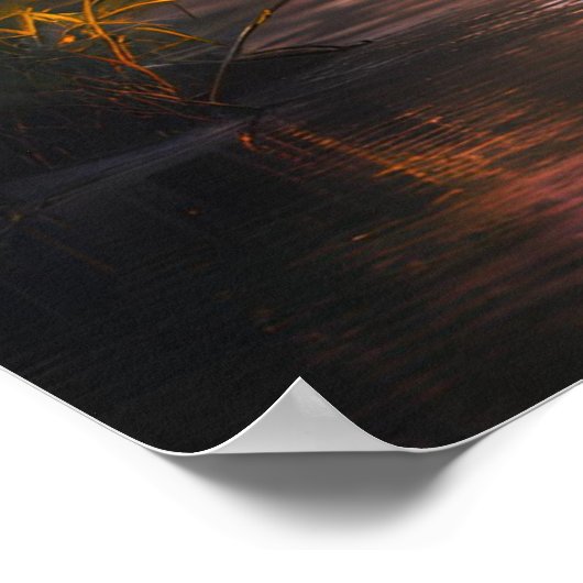 Poster Flamant rose en or rosé Sérénité (Coin)