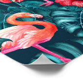 Poster Flamant rose et aquarelle du jardin tropical (Coin)