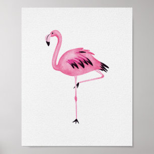 Poster Flamant Rose Fantaisiste Oiseau Aquarelle