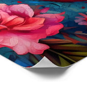 Poster Flamant rose fleuri (Coin)