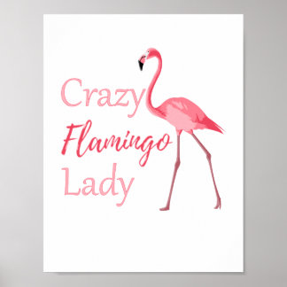 Poster Flamant rose fou Lady Drôle Flamant rose
