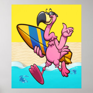 Poster Flamant rose Fun