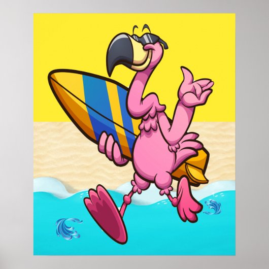 Poster Flamant rose Fun (Devant)