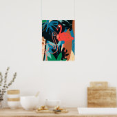 Poster Flamant rose funky (Cuisine)
