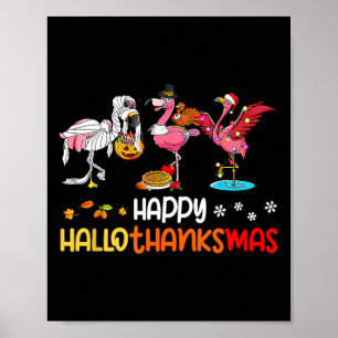 Poster Flamant rose Hallothanksmas Halloween Thanksgivi