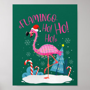 Poster Flamant rose Ho-Ho-Ho Thème Flamant rose rose de N