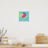 Poster Flamant rose imprimé graphique tropical (Cuisine)