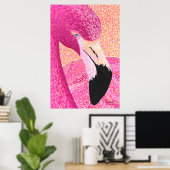 Poster Flamant Rose Imprimé Pamplemousse Rose - Par Just (Bureau à domicile)
