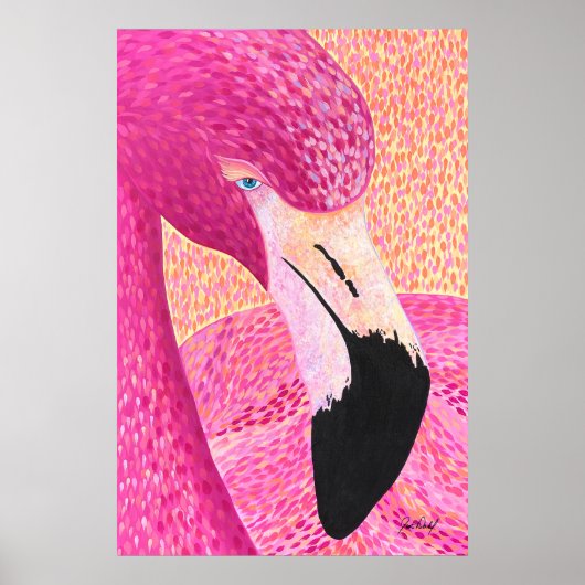 Poster Flamant Rose Imprimé Pamplemousse Rose - Par Just (Devant)