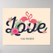 Poster Flamant rose Love (Devant)