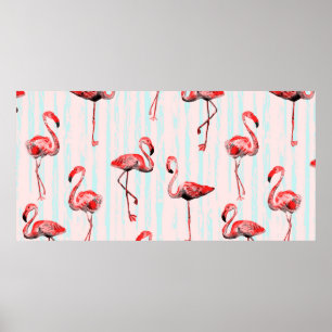Poster Flamant rose motif transparent