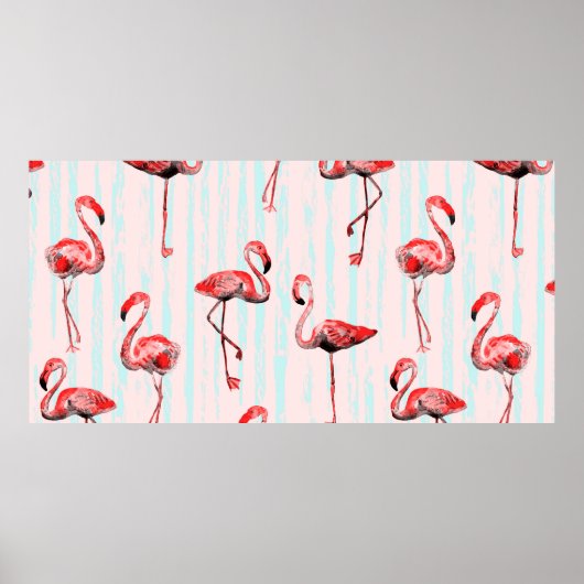 Poster Flamant rose motif transparent (Devant)