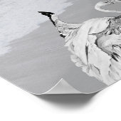 Poster Flamant rose noir et blanc Art tropical imprimable (Coin)