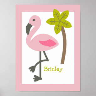 Poster Flamant rose + Palm Tree Infirmière personnalisée