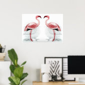 Poster FLAMANT ROSE PARKING Flamant rose Flock Art Imprim (Bureau à domicile)