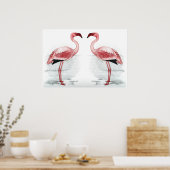 Poster FLAMANT ROSE PARKING Flamant rose Flock Art Imprim (Cuisine)