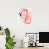 Poster Flamant rose Pastel (Bureau à domicile)