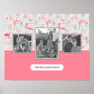 Poster Flamant rose Pois   Photos De Famille Avec Texte