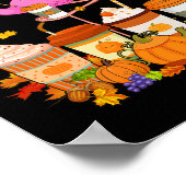 Poster Flamant rose portant Casquette Automne Cups de caf (Coin)