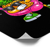 Poster Flamant rose qui fait dab avec une ananas Aloha Ha (Coin)